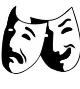 Mask that smiles and mask that cries, representative symbol of emotions in ancient theater