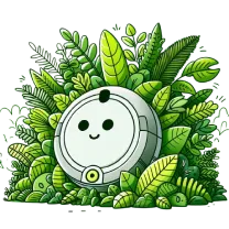 Robot hidden in a bush ready to surprise an individual